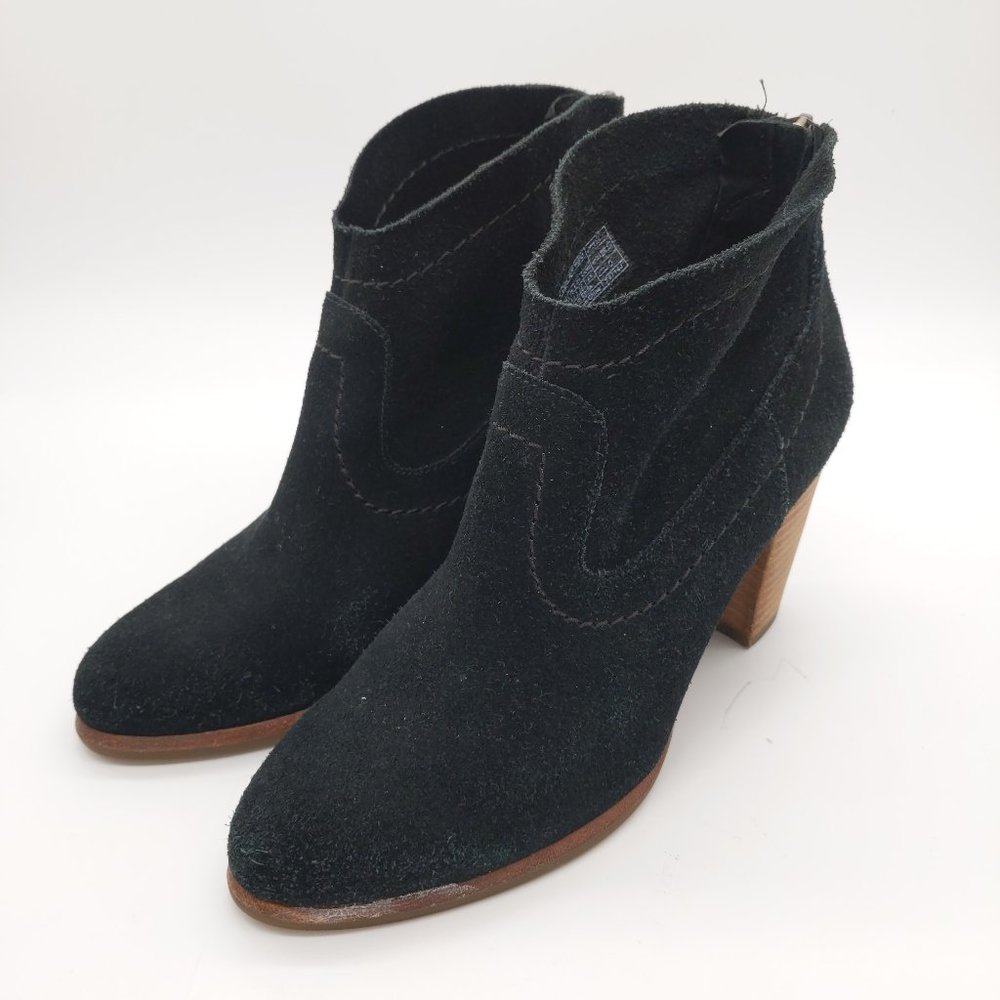 Ugg Black Suede Western Heeled Booties Sz 6
